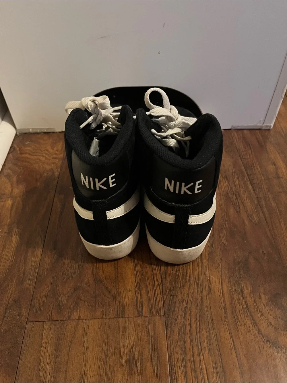Kids Black and White Nike Blazers